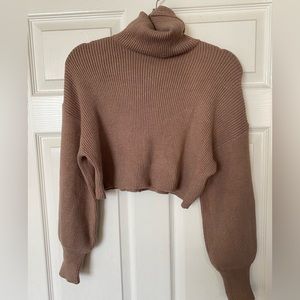 Tan turtle neck cropped sweater